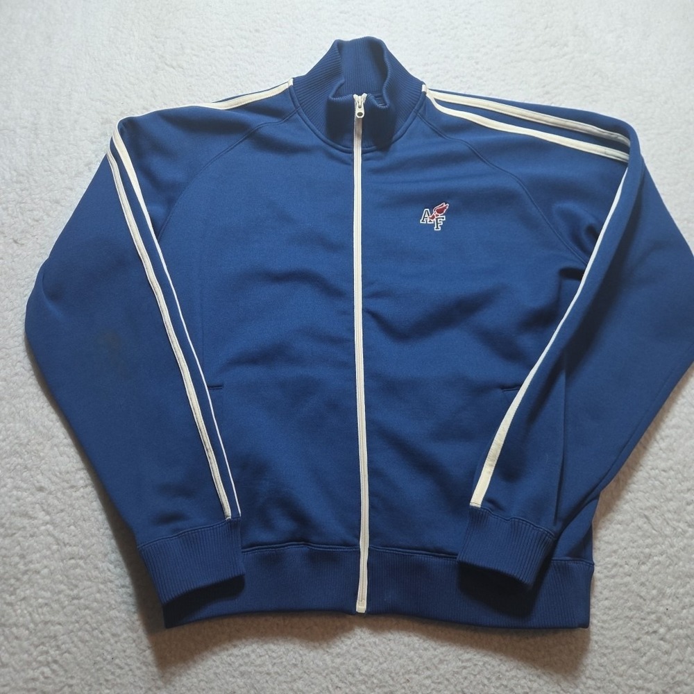 Vintage 90s Abercrombie & Fitch Track Jacket Men's L Blue Striped Sleeves